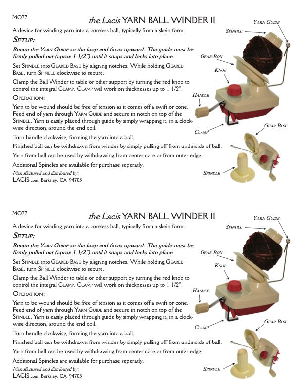 Lacis MO77 Yarn Ball Winder II – Coreless Yarn Cake Maker with Clamp - HM Nabavian