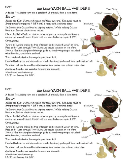 Lacis MO77 Yarn Ball Winder II – Coreless Yarn Cake Maker with Clamp - HM Nabavian