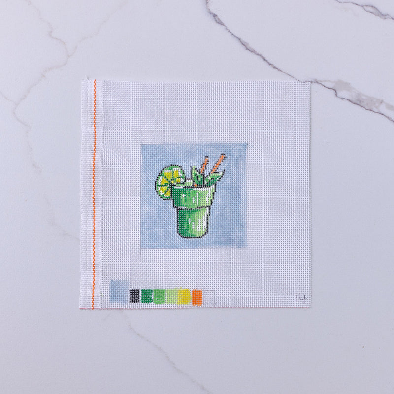 "Mojito" Cocktail Coaster - Hand Painted Needlepoint Canvas - HM Nabavian