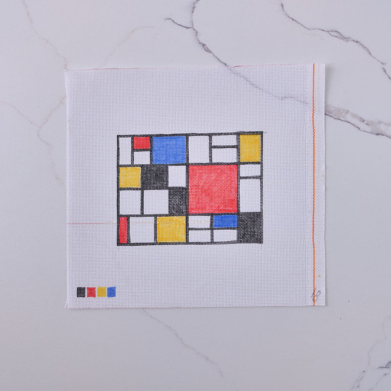 "Mondrian A" - Hand Painted Needlepoint Canvas - HM Nabavian