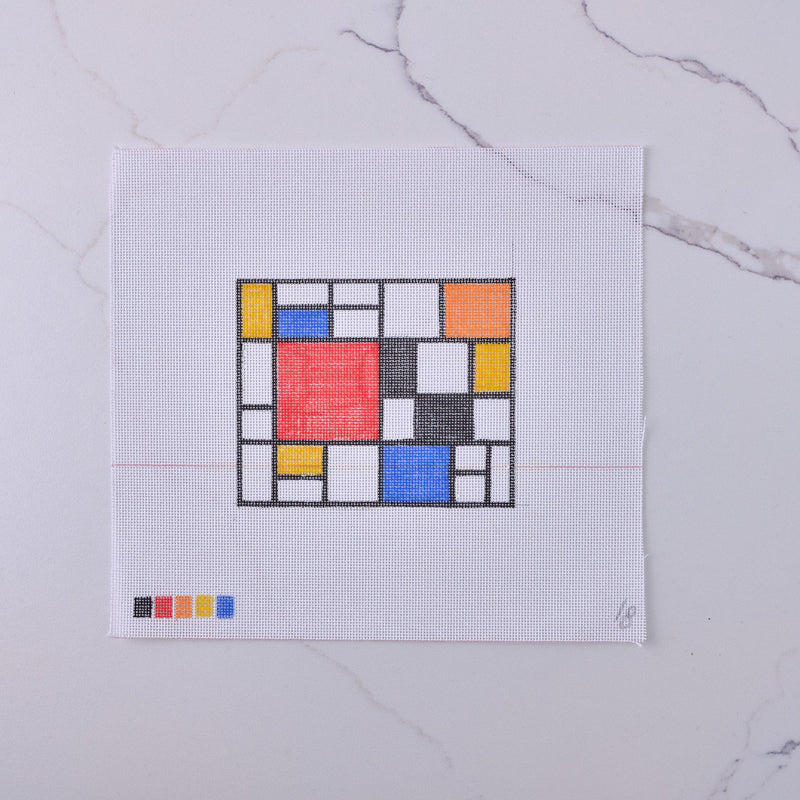 "Mondrian B" - Hand Painted Needlepoint Canvas - HM Nabavian