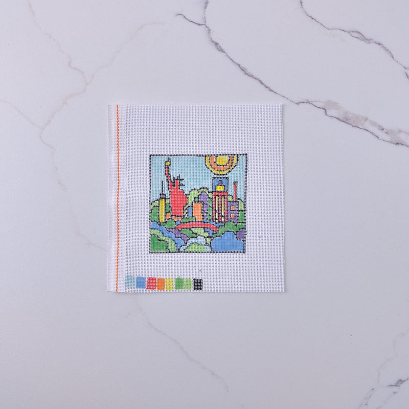 "New York in Color" - Hand Painted Needlepoint Canvas - HM Nabavian