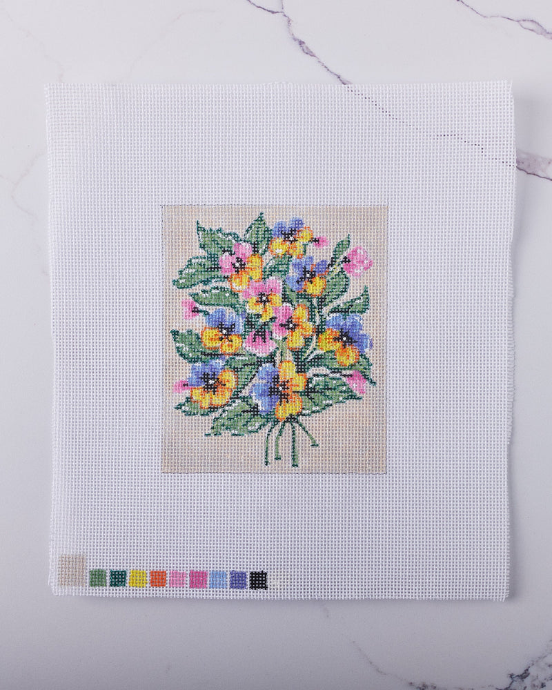 "Pansies" - Hand Painted Needlepoint Canvas - HM Nabavian