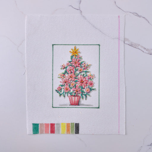 "Pink Christmas Tree" - Hand Painted Needlepoint Canvas - HM Nabavian