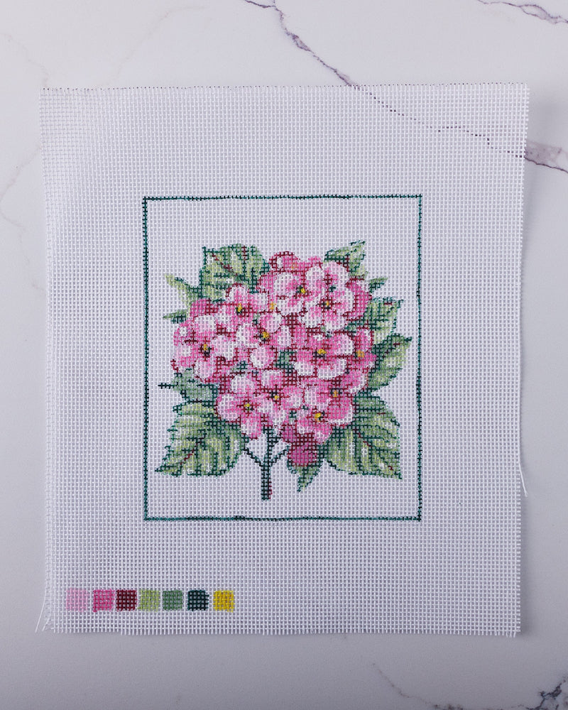 "Pink Hydrangea" - Hand Painted Needlepoint Canvas - HM Nabavian