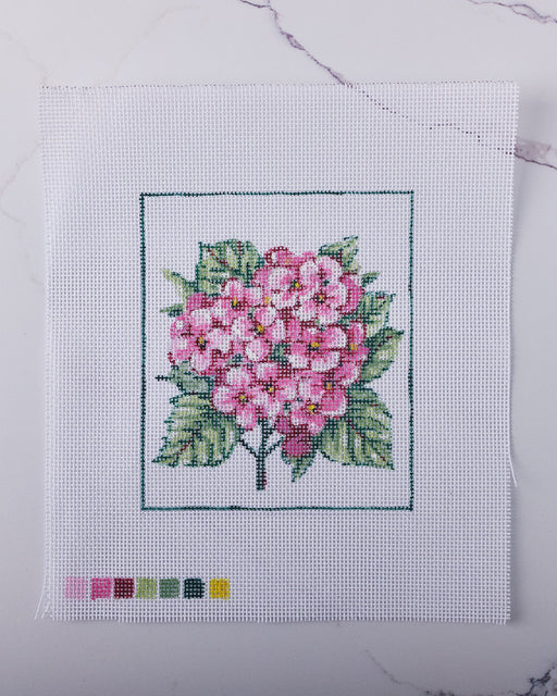 "Pink Hydrangea" - Hand Painted Needlepoint Canvas - HM Nabavian