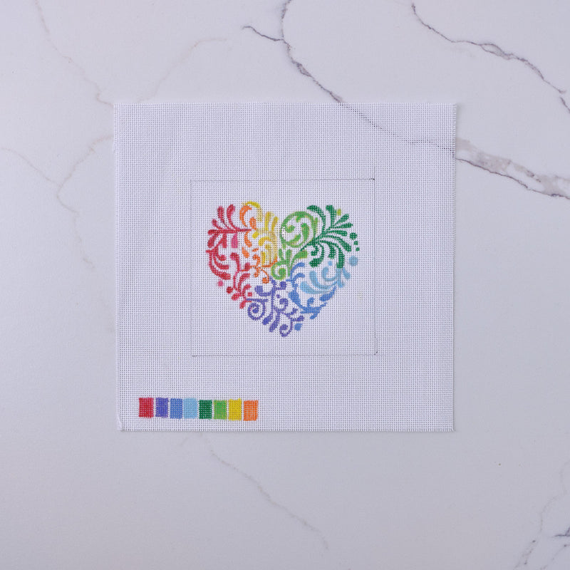 "Pride Heart" - Hand Painted Needlepoint Canvas - HM Nabavian