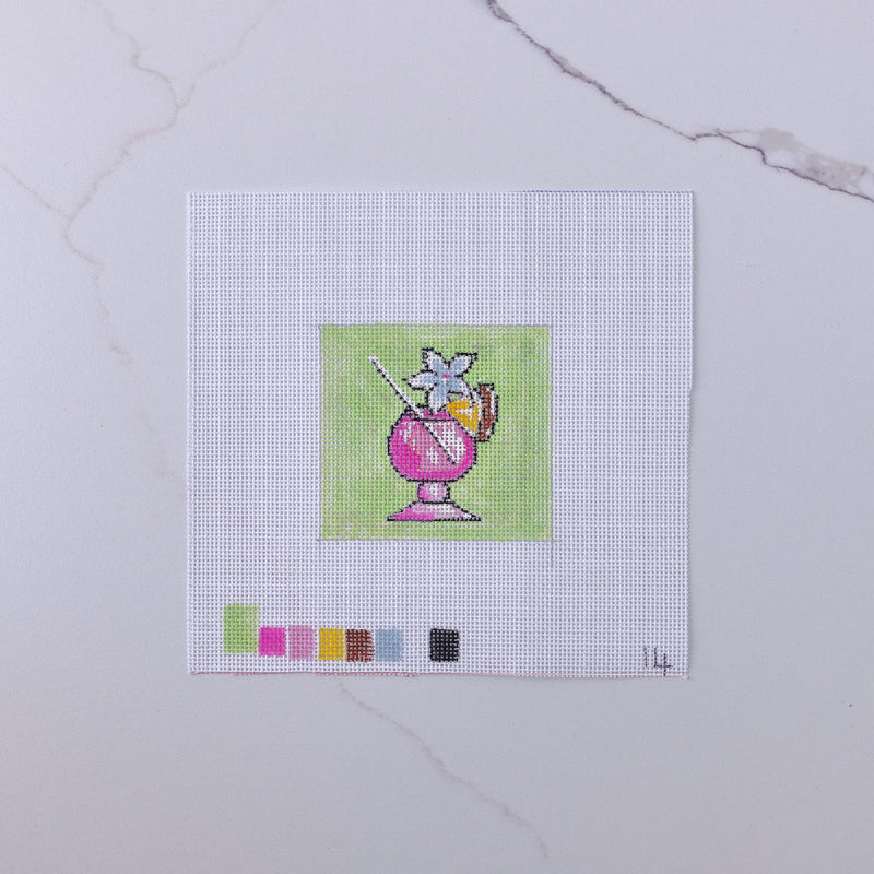 "Punch" Cocktail Coaster - Hand Painted Needlepoint Canvas - HM Nabavian