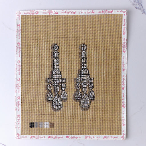 "Queen Victorias Earrings" - Hand Painted Needlepoint Canvas - HM Nabavian