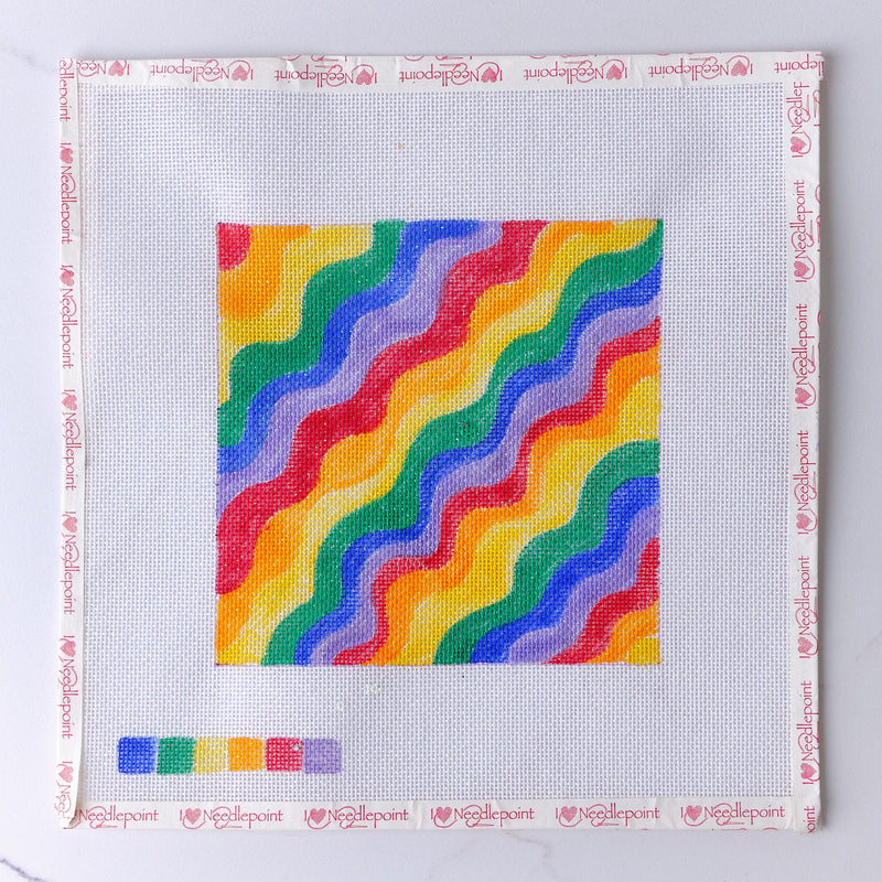 "Rainbow Wave" - Hand Painted Needlepoint Canvas - HM Nabavian