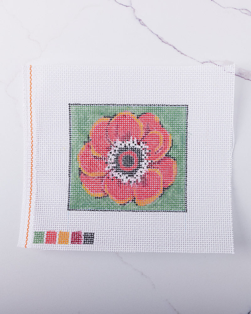 " Red Poppy" - Hand Painted Needlepoint Canvas - HM Nabavian