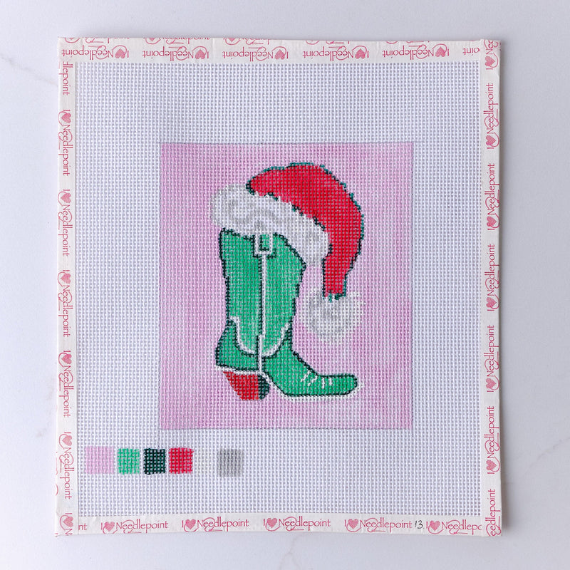 "Santa Boot" - Hand Painted Needlepoint Canvas - HM Nabavian