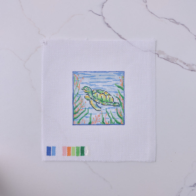 "Sea Turtle" - Hand Painted Needlepoint Canvas - HM Nabavian