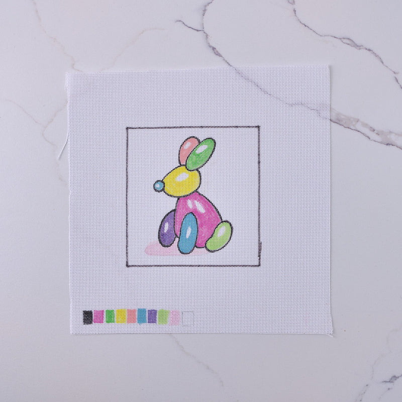 "Sitting Balloon Dog" - Hand Painted Needlepoint Canvas - HM Nabavian