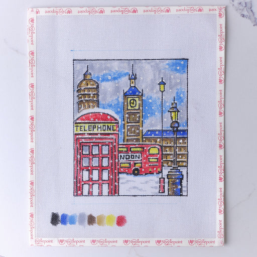 "Snow in London" - Hand Painted Needlepoint Canvas - HM Nabavian
