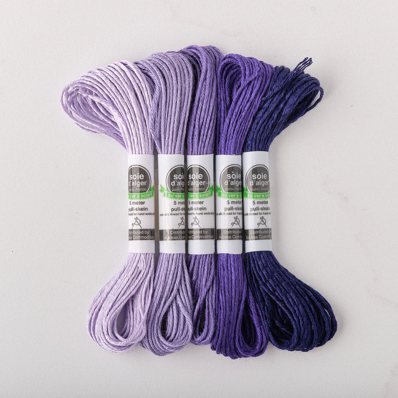 Soie d’Alger Embroidery Silk – "Parme" Shades 1341–1345 | Au Ver à Soie - HM Nabavian