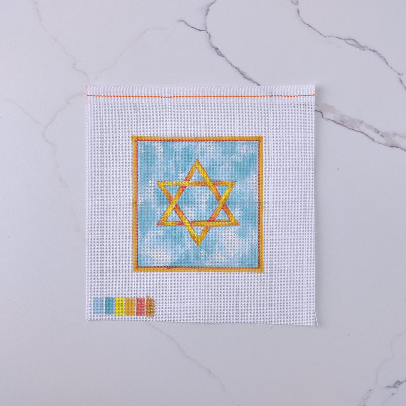 "Star of David - Blue" - Hand Painted Needlepoint Canvas - HM Nabavian