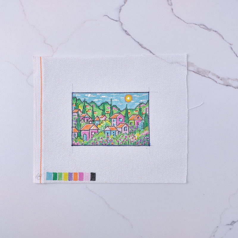 "Summer Village" - Hand Painted Needlepoint Canvas - HM Nabavian