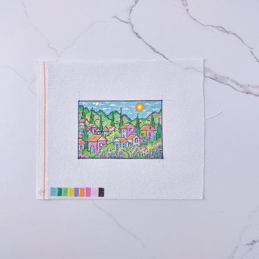 "Summer Village" - Hand Painted Needlepoint Canvas - HM Nabavian