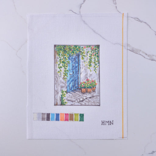 "The Blue Door" - Hand Painted Needlepoint Canvas - HM Nabavian