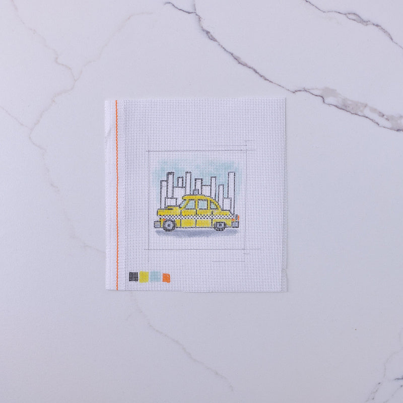 "Yellow Taxi Cab" - Hand Painted Needlepoint Canvas - HM Nabavian