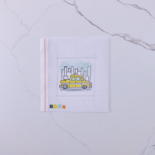 "Yellow Taxi Cab" - Hand Painted Needlepoint Canvas - HM Nabavian