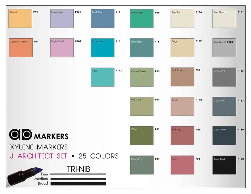 AD® Art Marker Set - Architect Set J - HM Nabavian