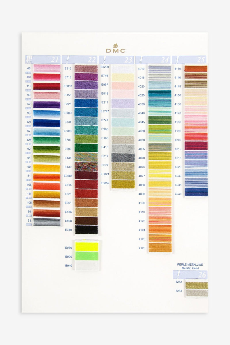 DMC Stranded thread & pearl cotton embroidery thread color shade cards - HM Nabavian