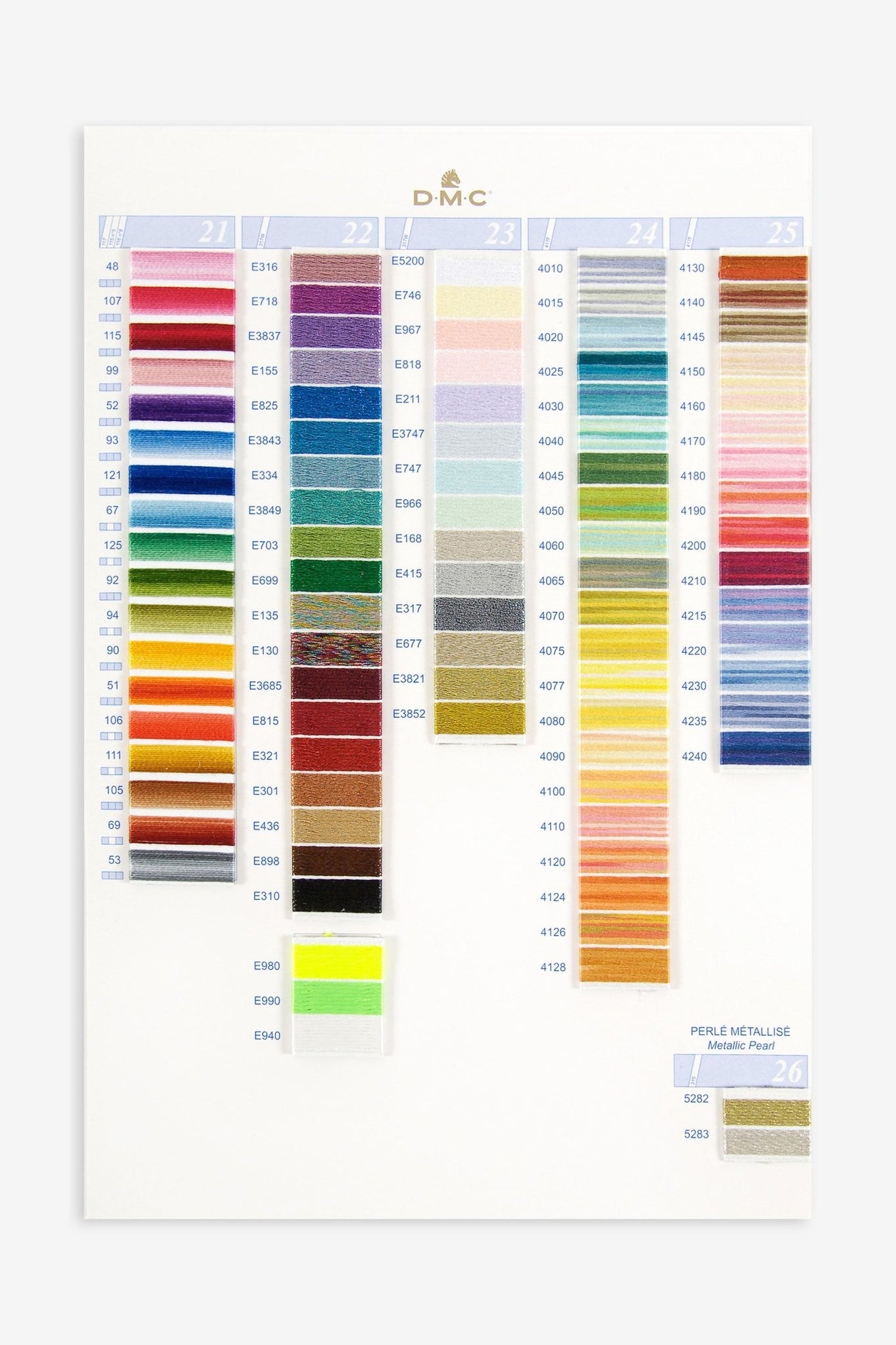 DMC Stranded thread & pearl cotton embroidery thread color shade cards ...