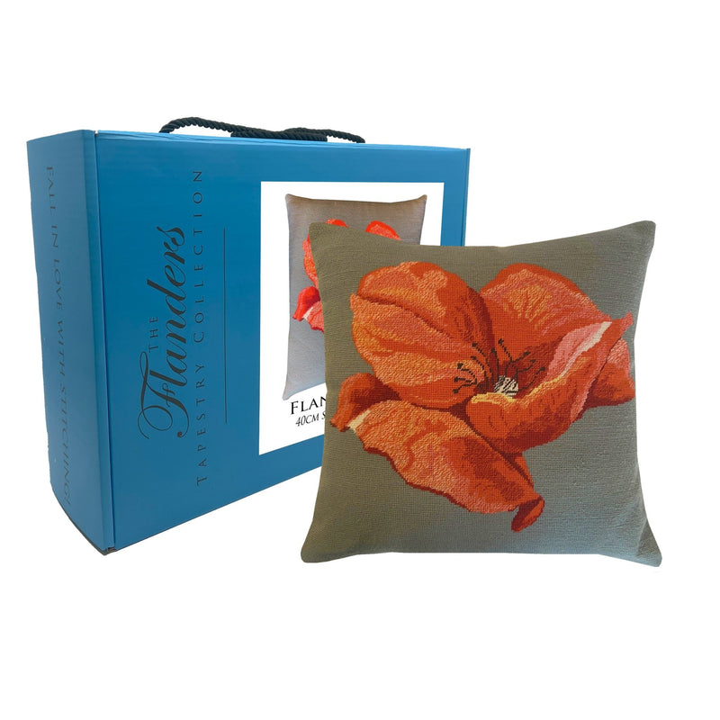 Flanders Needlepoint Kits - Flanders Poppy (Grey) - HM Nabavian