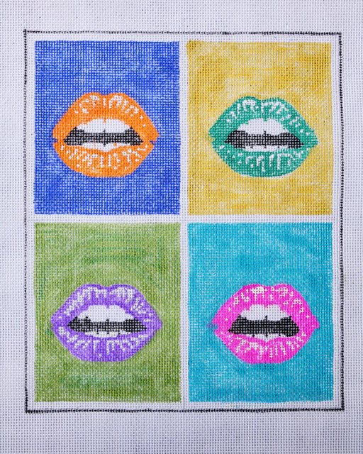 Warhol Inspired "Lips" - Hand Painted Needlepoint Canvas - HM Nabavian
